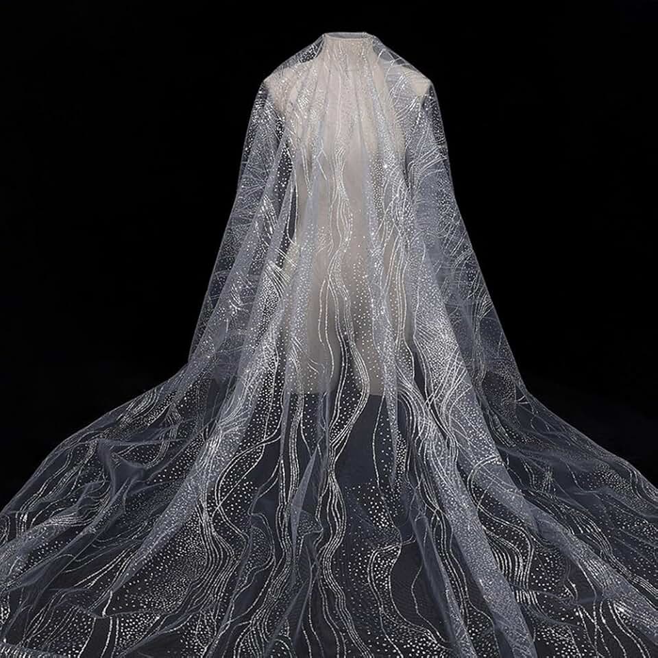 Tecido de malha de textura de lantejoulas 1 jarda, tule com glitter dacron com ondulações de água dourada para anágua para anágua, laços, pano de fundo de banquete de palco, roupas de boneca e