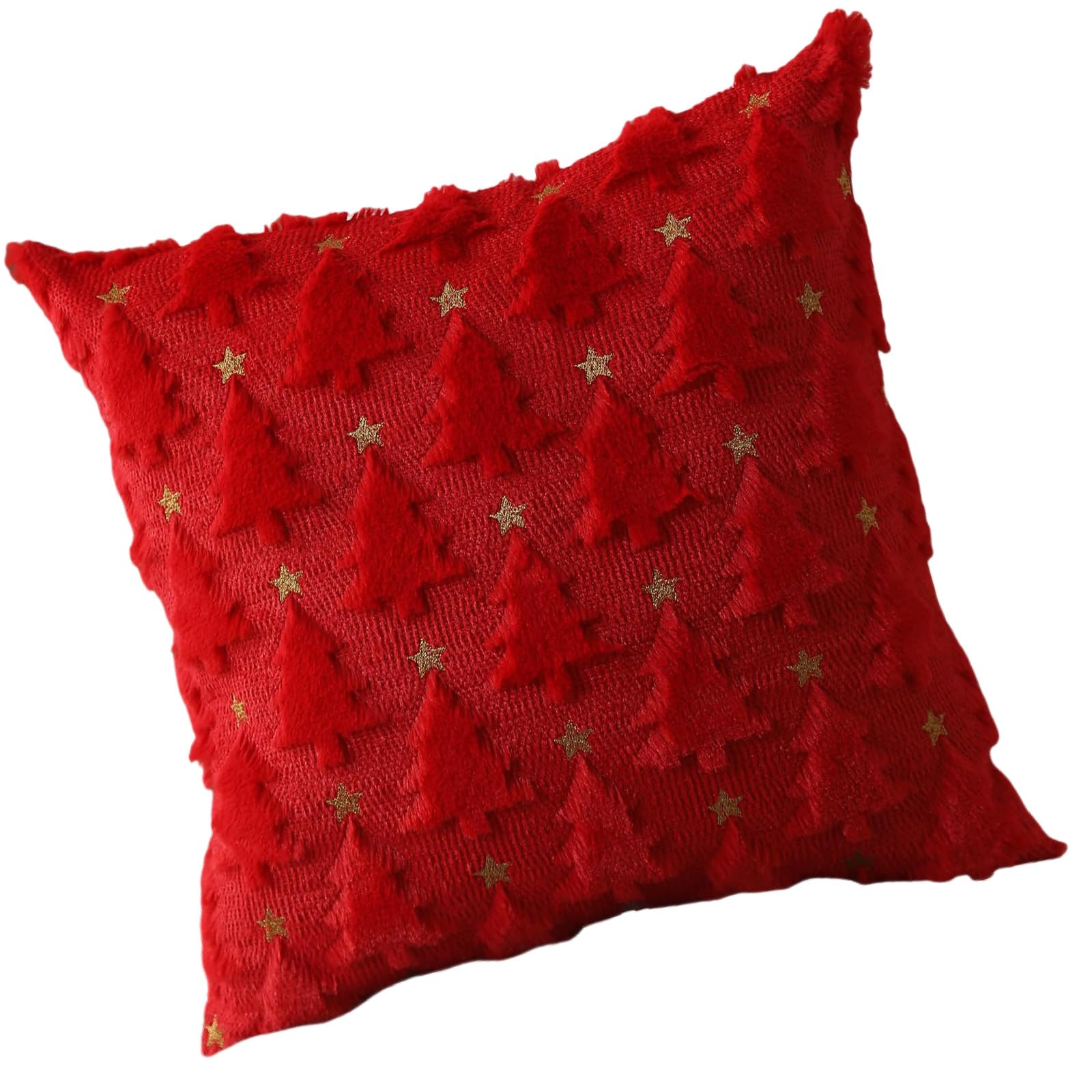 Tsophreniq Christmas Sofa Decoration Pillow Cover Soft Plush Faux Wool Case Protective Cover for Home Dormitory Bedroom Christmas Pillow
