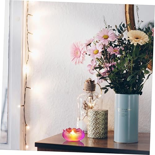 Miniatura 3 de 2 unids colorido Lotus Candleholder Lotus Modelado Candleholder Mesa Candleholder Exquisito Contenedor de vela de vidrio Candleholder Ornamento de