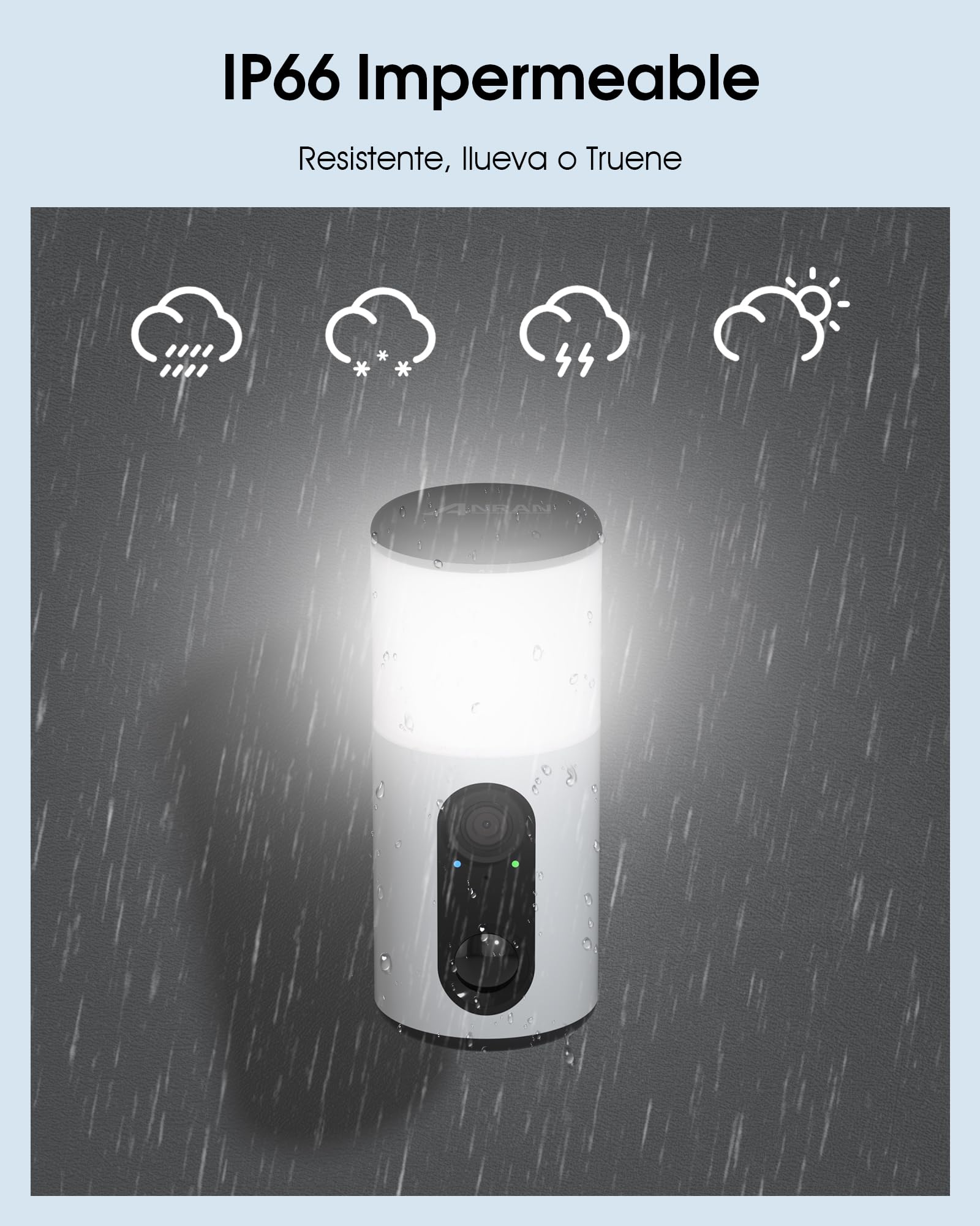 ANRAN 2K Cámara Vigilancia WiFi Exterior con Luz de Pared, 2PCS | Seguridad Cámara Inalámbrica con Panel Solar+Bateria Recargabl, luz activada por Movimiento, Detección PIR, IP66