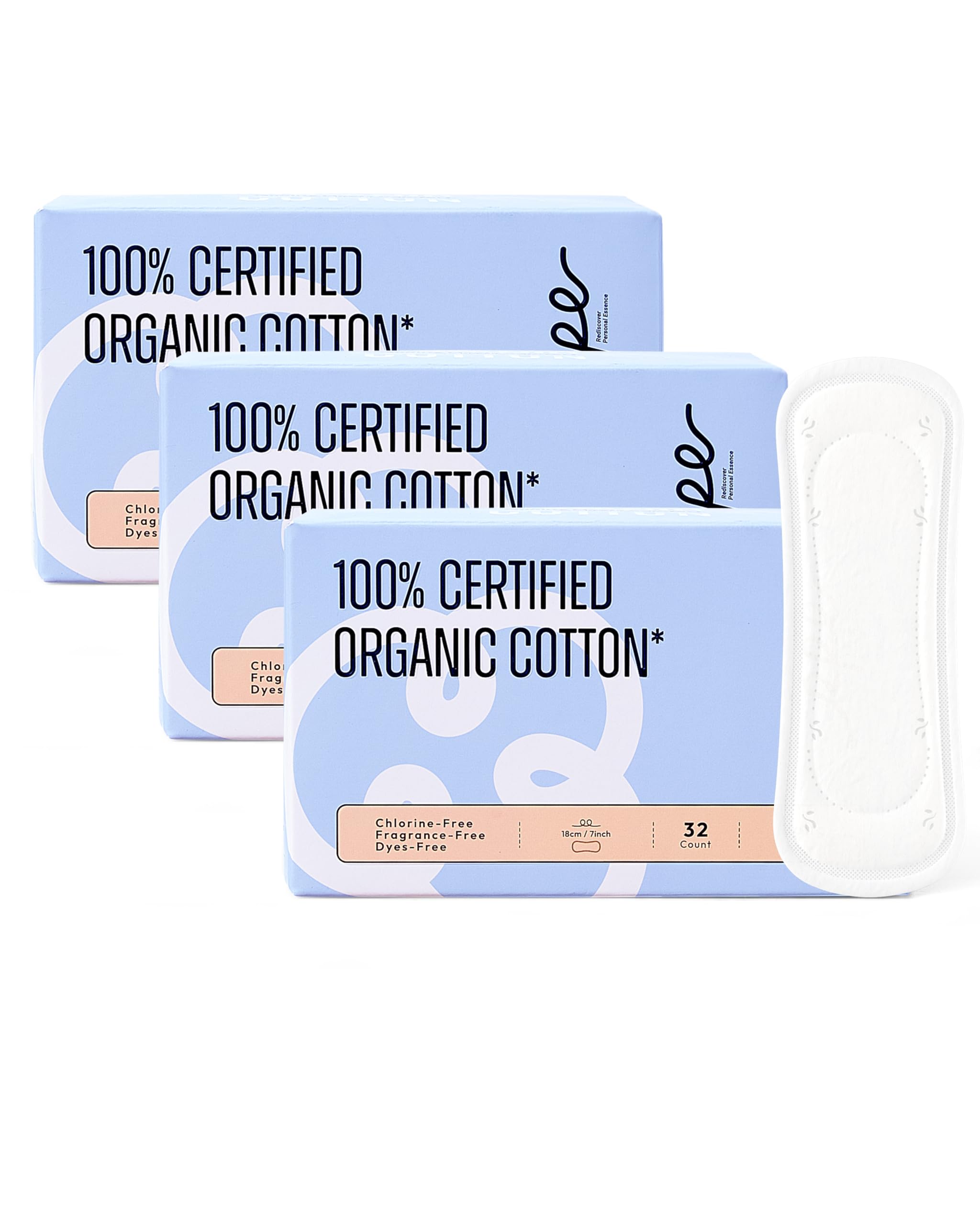 100 % organische lange Slipeinlagen für Damen, lang, ultradünner Baumwollbezug, lange Slipeinlagen, leichte Saugfähigkeit, geruchlos, Barely There Slipeinlagen, einzeln verpackt (Long Liner, Größe 2,