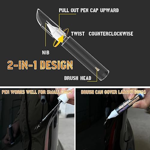 Miniatura 3 de Pintura de retoque negro para automóviles, bolígrafo de pintura de reparación de arañazos de automóvil, 2 en 1, bolígrafo de pintura de retoque