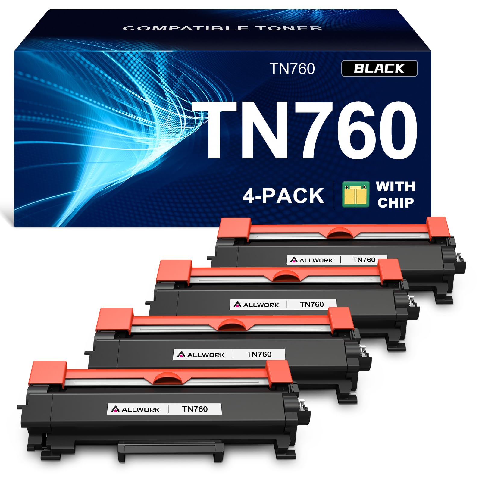 TN760 Toner Replacement for Brother TN760 TN730 Toner Cartridge 4Pack Black