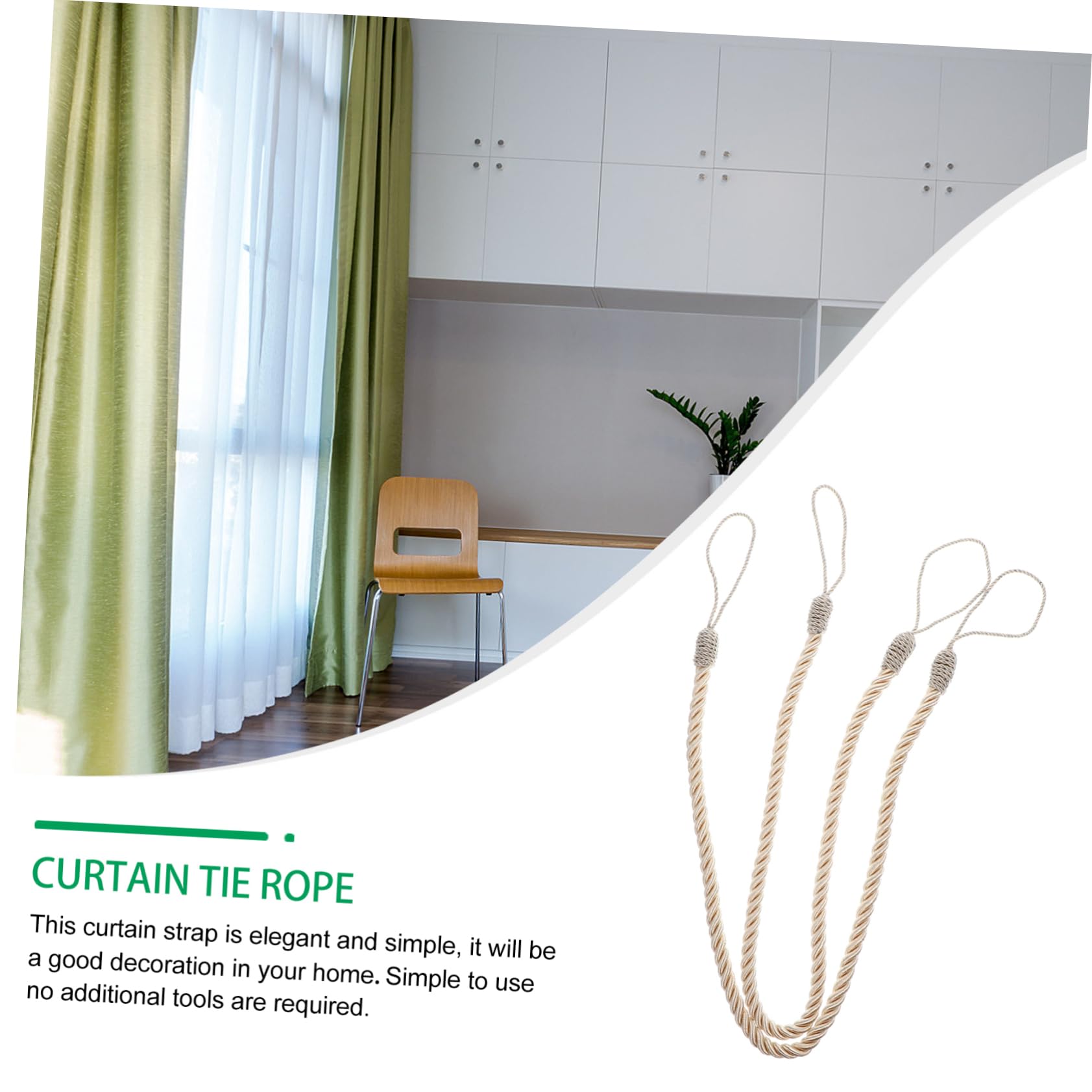 4 Fermatenda In Cotone Tessuti A Mano – 61 Cm, Beige, Con Ganci Nichelati E Tappi In Gomma, Per Soggiorno, Camera E Ufficio