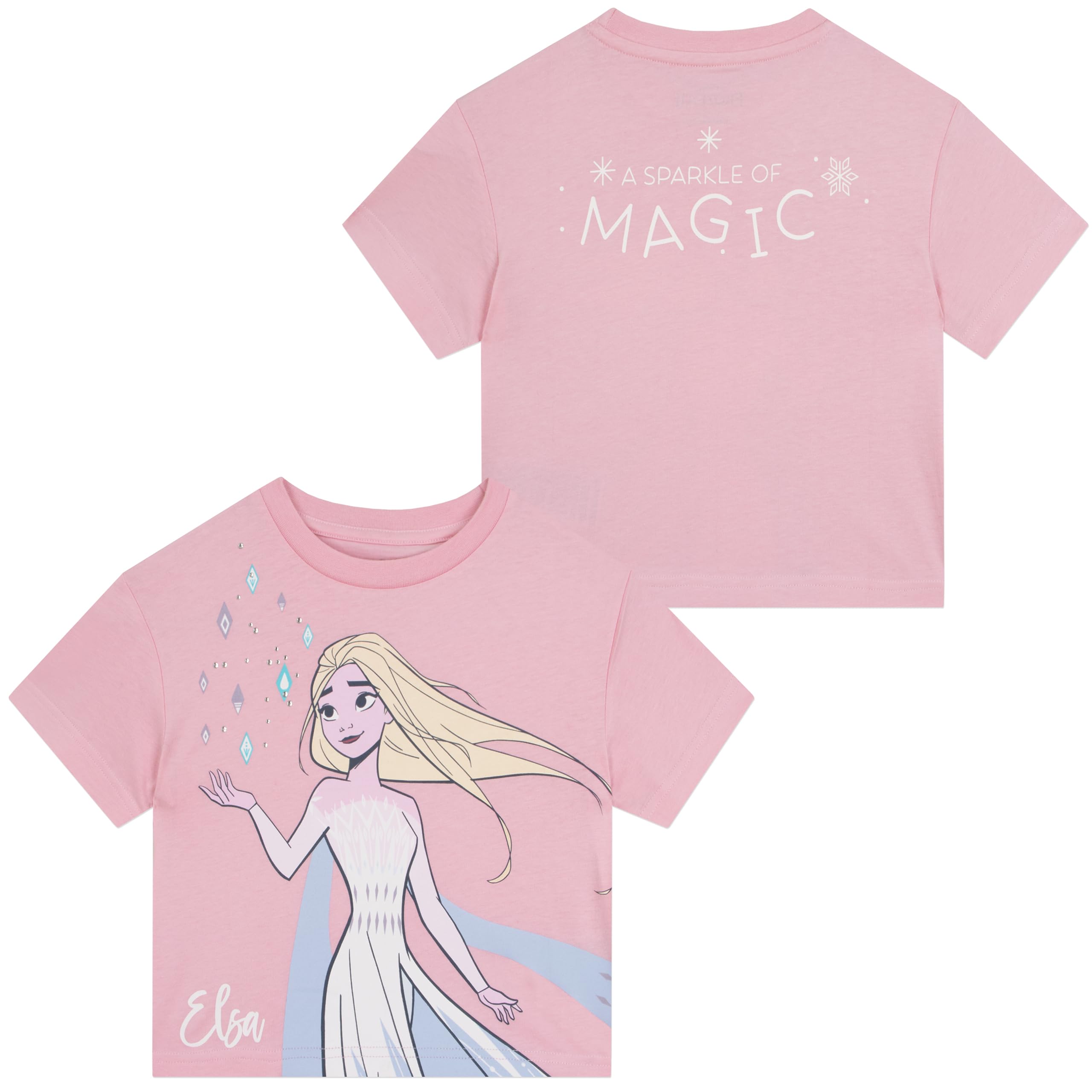 Disney Frozen Ensemble Tee Shirt Fille et Jupe Short, Tenue Enfant Elsa, Vetement Fille Été