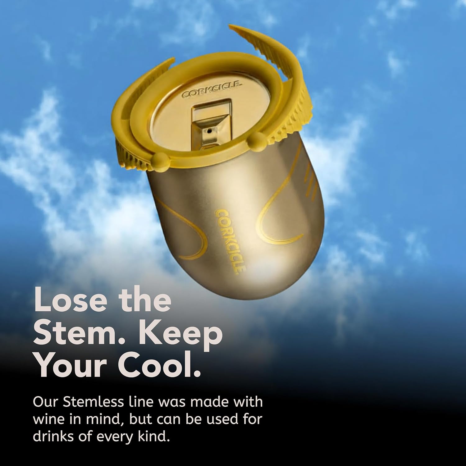 Corkcicle Stemless Insulated Wine Glass Tumbler - Beverages Cold 6 Hours & Hot 3 Hours - Stainless Steel - Easy-Grip - Summer Drinkware Gift - Keeps Drinks Ice - 12 oz - Golden Snitch - Image 6