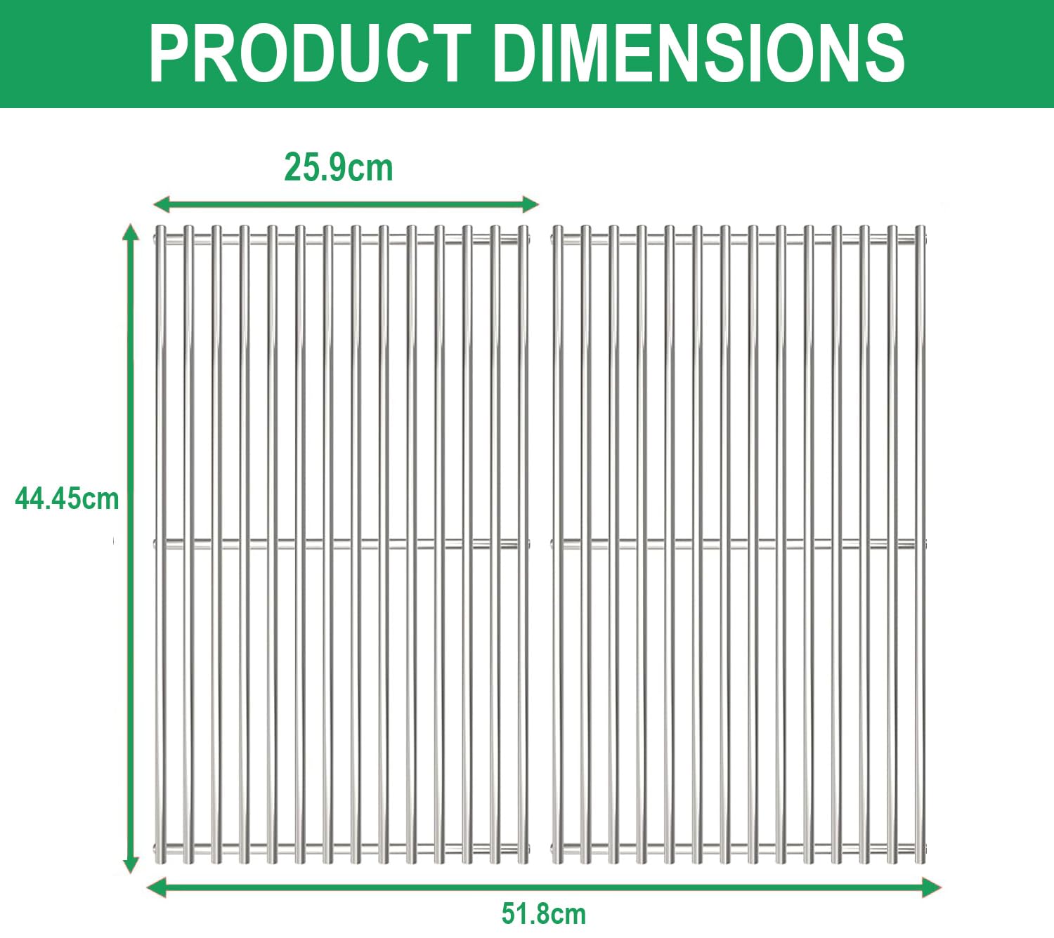 WELL GRILL Griglia in acciaio inox 7637 per Weber Spirit I & II E-210 E-220 S-210 S-210 S-220 (con pomelli anteriori del bruciatore), griglia per barbecue Weber Spirit 200 serie