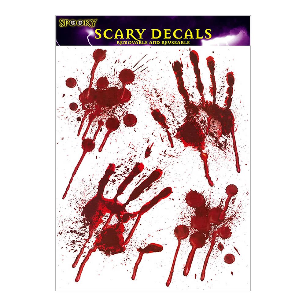 Bloody Handprints & Blood Splats Halloween Clings Decoration