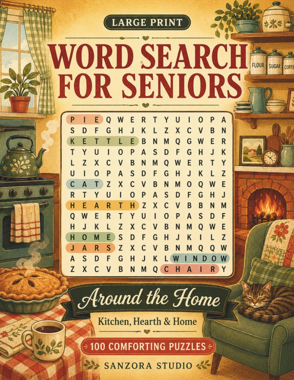 Large Print Word Search for Seniors: Around the Home: 100 Comforting Large Print Puzzles of Kitchen, Hearth & Home — With a Fun Fact on Every Page