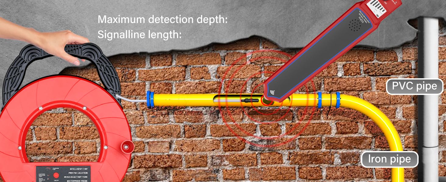 Jectse Rilevatore di Intasamenti di Tubazioni, Localizzatore di Intasamenti di a Lunga Distanza Ad Alta Precisione da 2 M con 4 Sonde Impermeabili e Avviso Cicalino, per in PVC