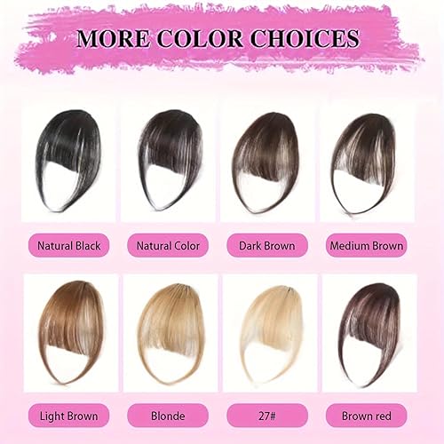 Miniatura 2 de YONGYI Wispy Bangs - Extensiones de cabello con clip de una pieza con clip, extensiones de cabello humano 100% real, flequillo curvado para uso