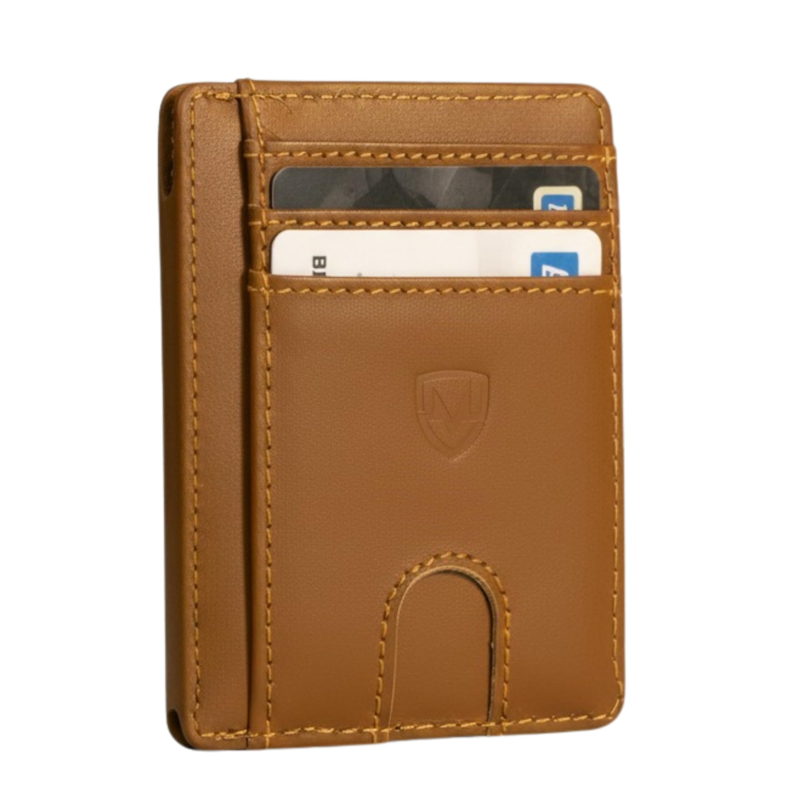 Mordano Leather Wallet Card Holder RFID Blocking Protection Slim Minimalist Wallet For Men And Women Front Pocket Thin