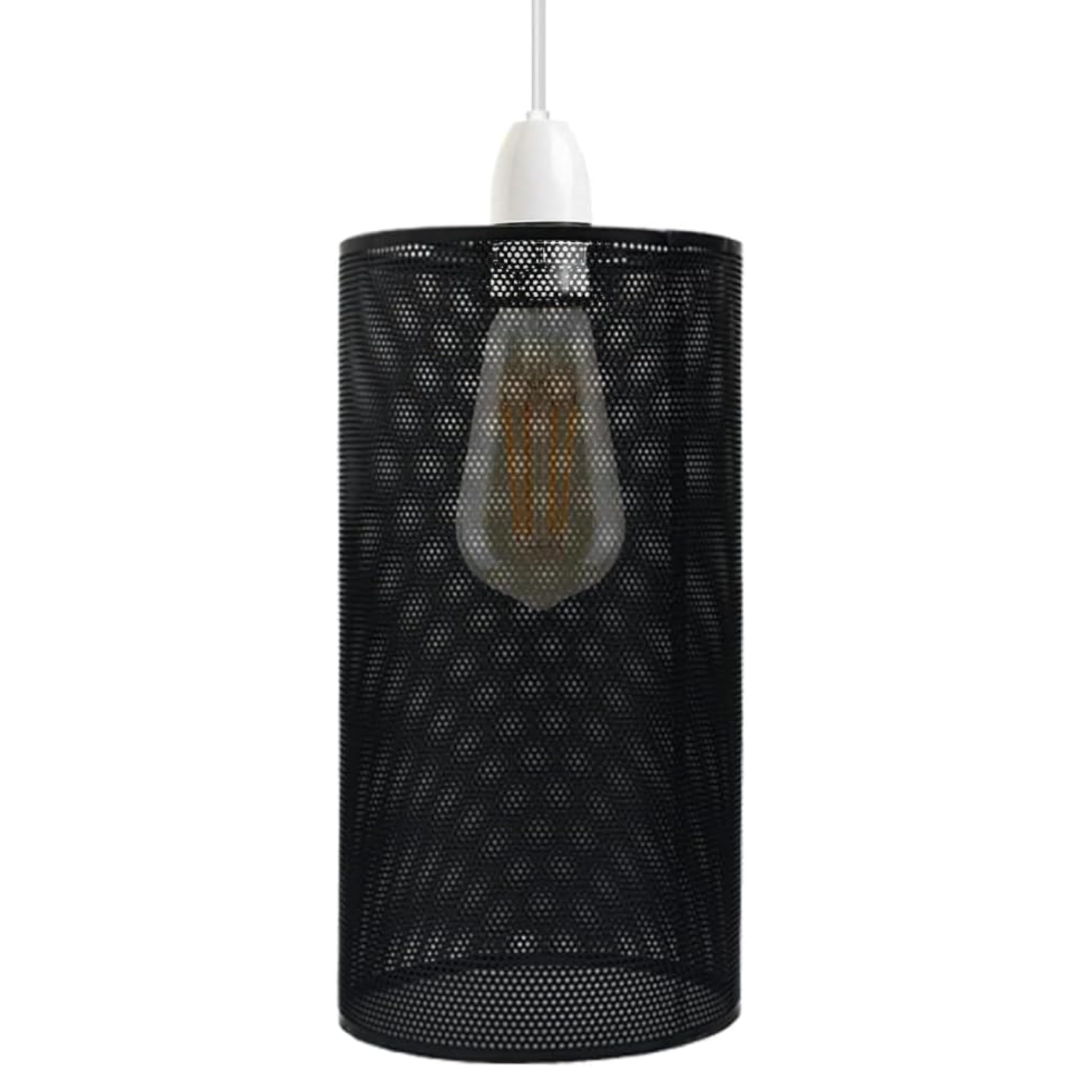 Black Metal Lamp Cage Shade - Industrial Ceiling Pendant Light Lampshade