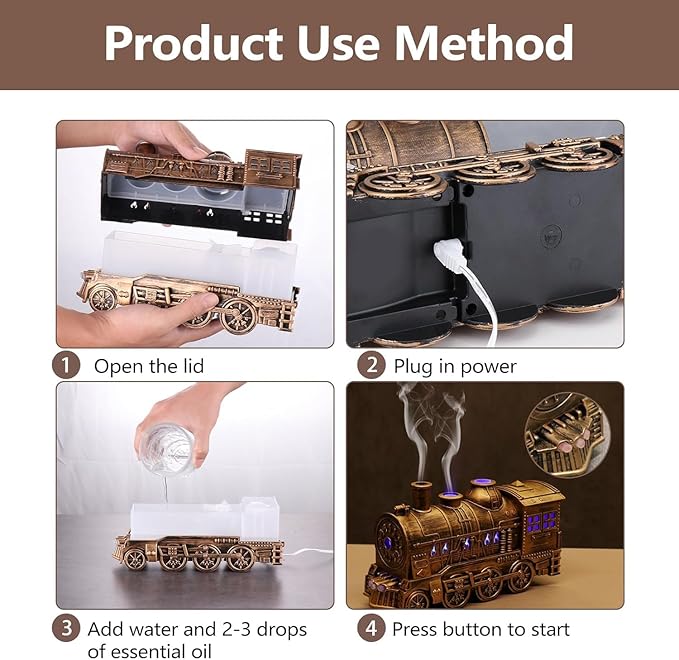 Difusor de Aromas Tren Vapor 300ml con LED y Apagado Automático miniatura 6