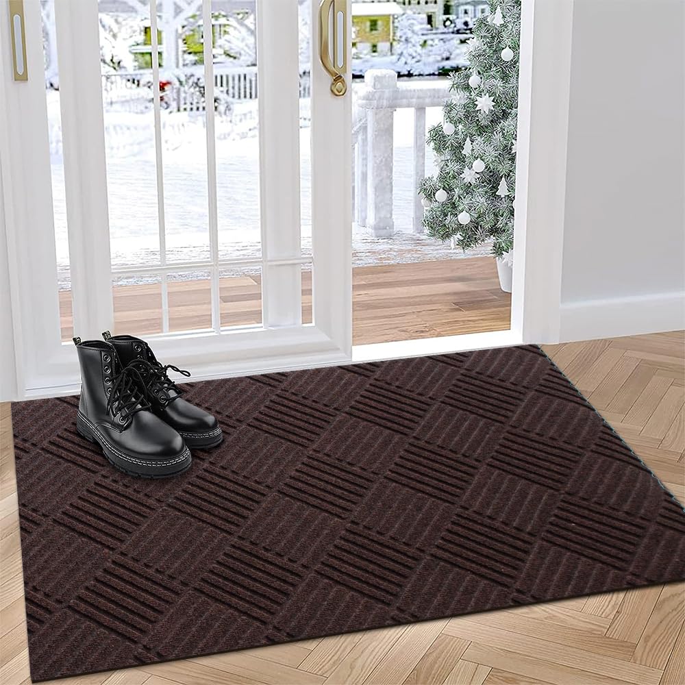 Goasis Lawn Heavy Duty Outdoor Door Mat, Large Welcome Mat, Anti-Slip Rubber, Washable, 2FTX18FT, Brown