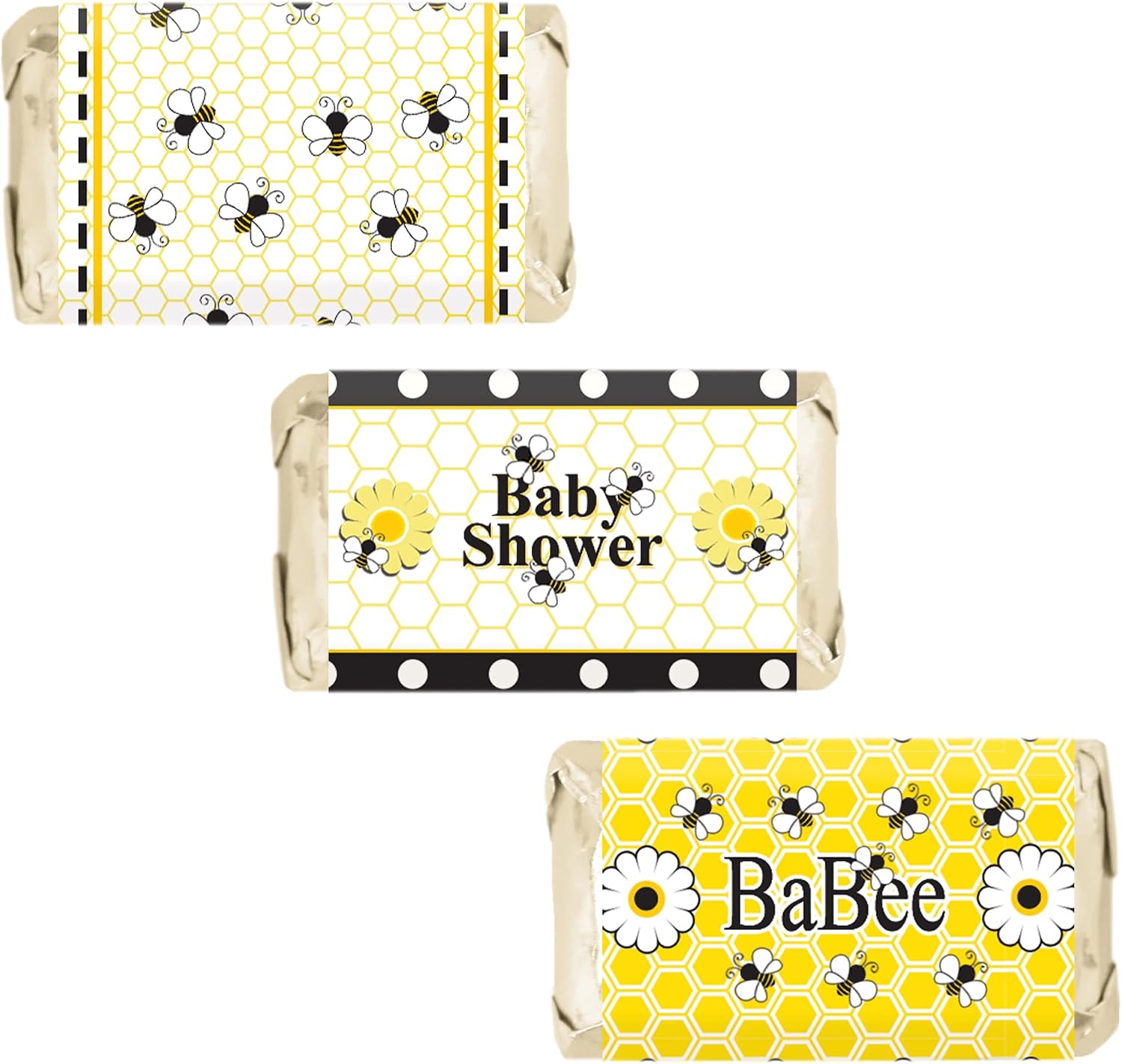 Bumble Bee Baby Shower Mini Candy Bar Wrappers - 45 Stickers