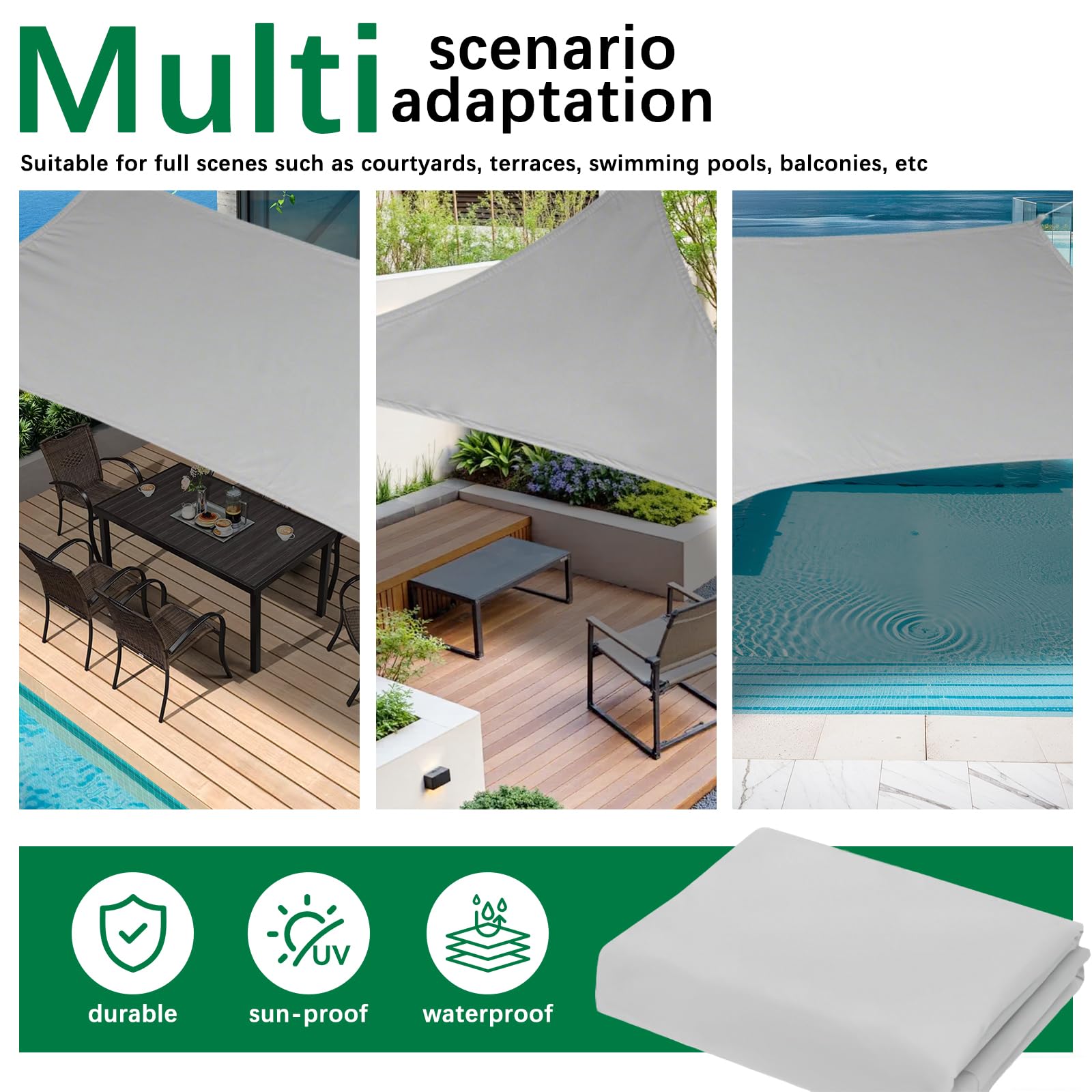 Sonnensegel, Sonnensegel Wasserdich, UV Block Sonnenschutzdach, Dreieckig 4x4x4m,Draussen Sand Durchlässige Sonnenschutz Terrassenüberdachung, mit UV Schutz für Balkon Garten Terrasse, Grau