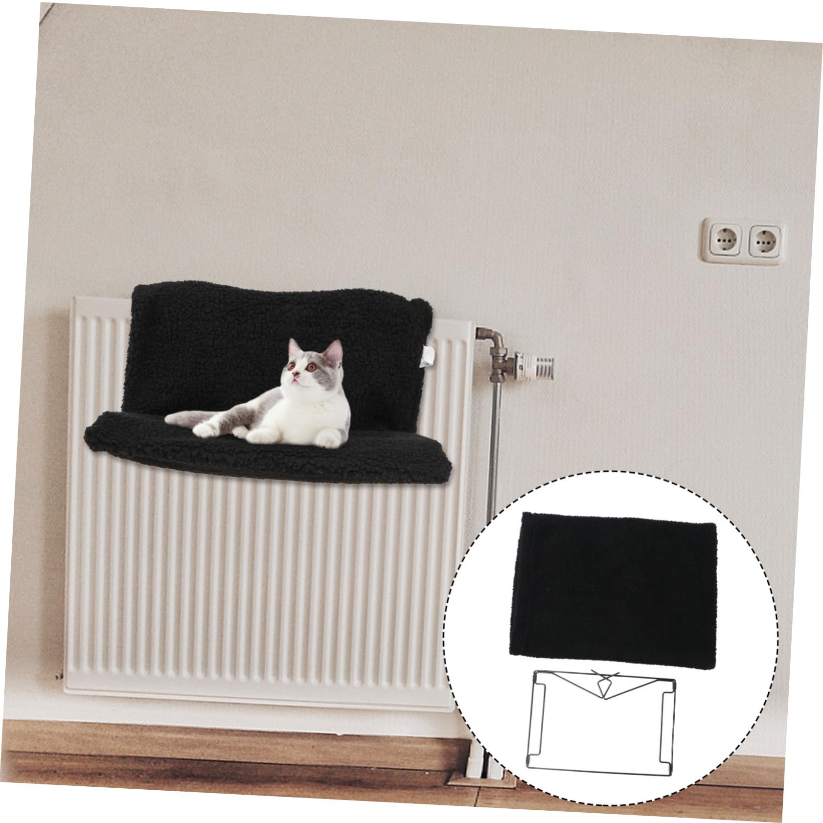 ERINGOGO Hamac pour Chat à Cadre en Fer, Lit Suspendu Noir pour Radiateur