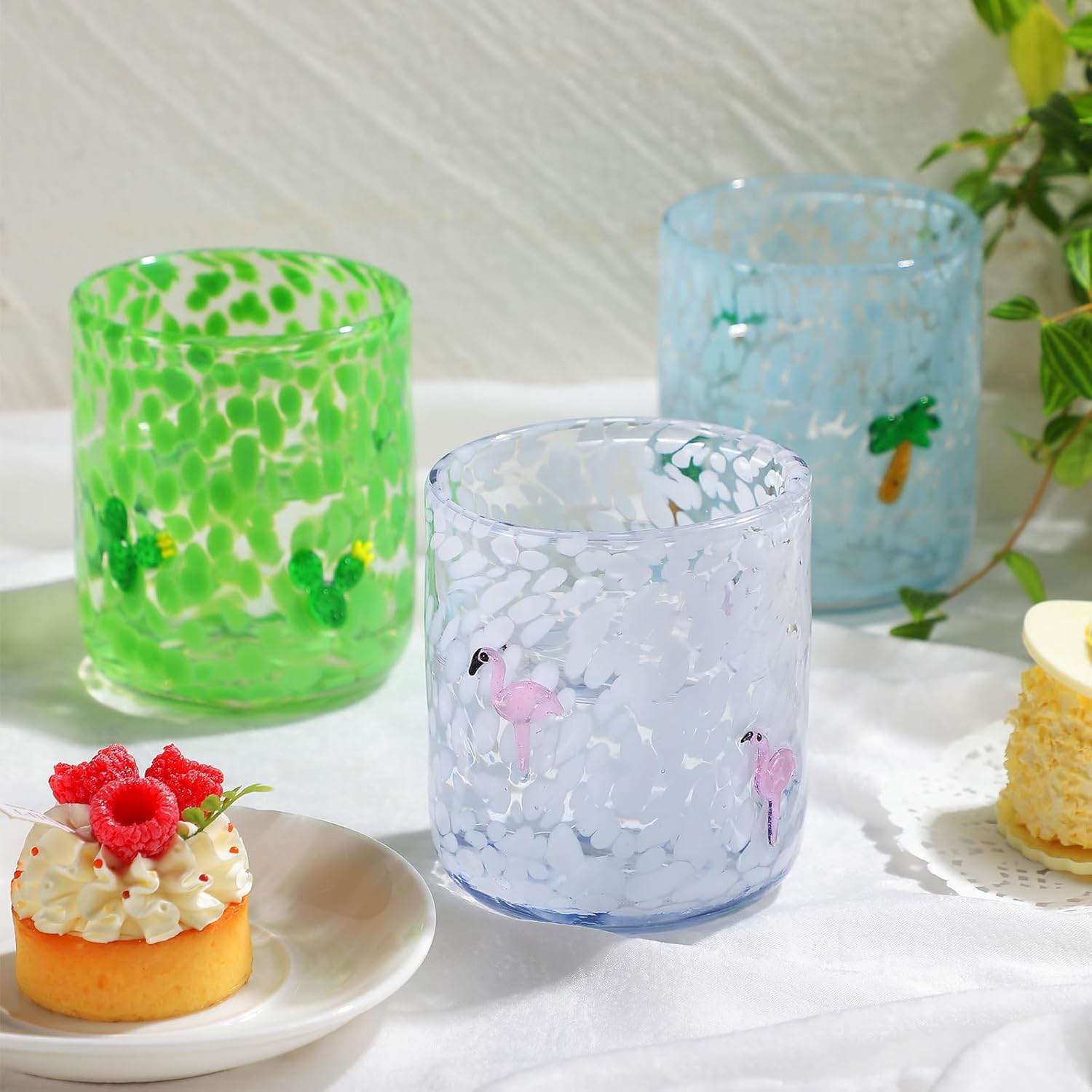 3 Pcs Icon Juice Glasses, 14oz Stemless Drinking Glasses Set, Ideal for Gift & Summer Beach Party Drinkware (Tropical) - Image 5