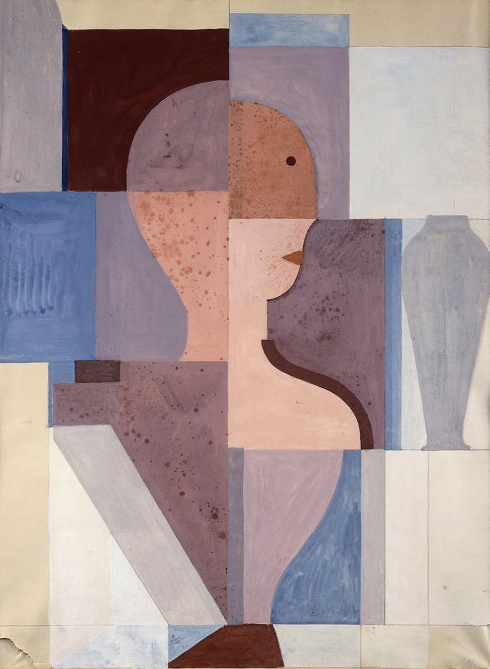 ARTXLXXBN Famous Prints Artwork Pictures Poster Painting Art Split Half Figure to the Right by Oskar Schlemmer Artwork Landscape Pictures for Home Decor 60x90cm