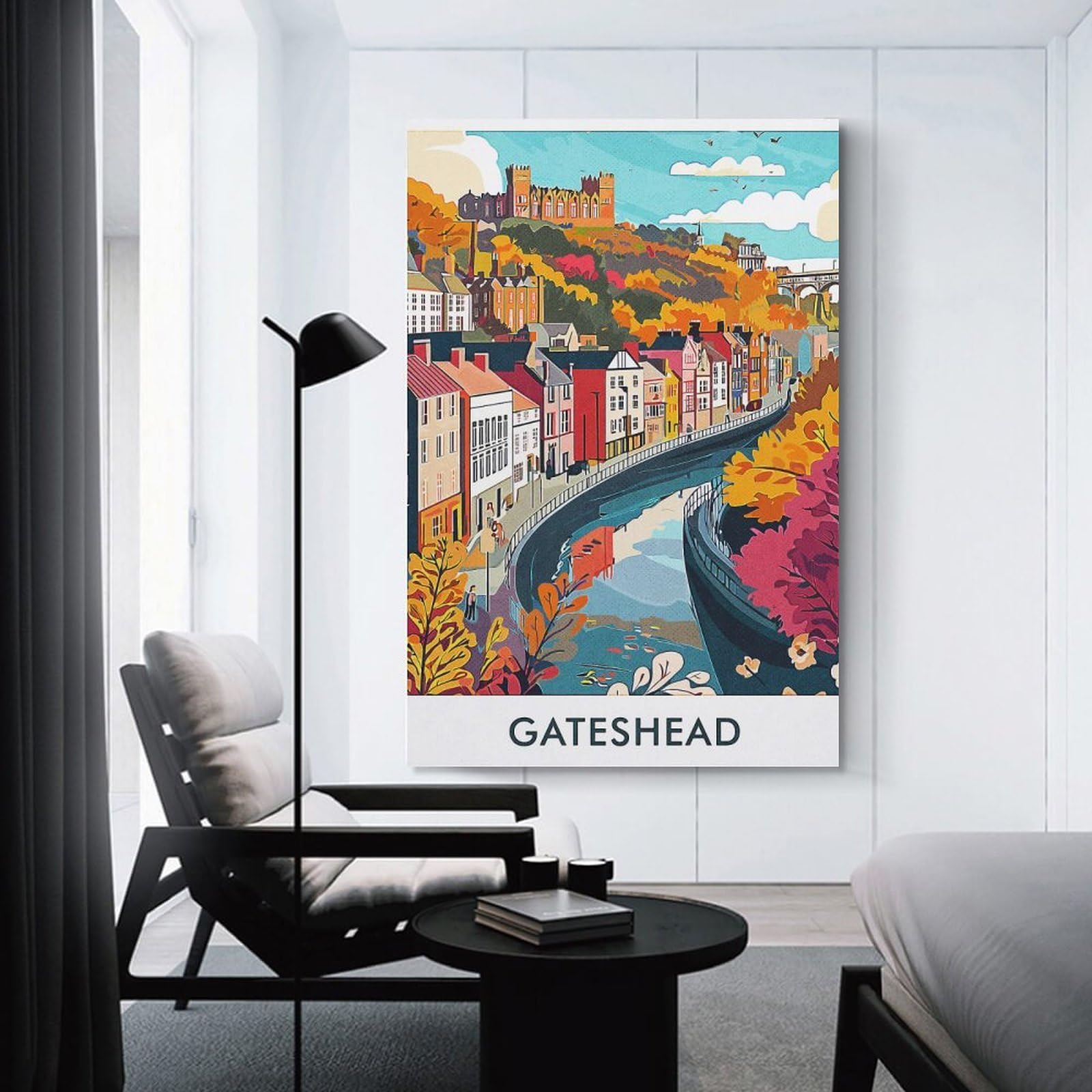 Junmoney Gateshead Cityscape Hanging Wall Art, 24x36inch(60x90cm), for Home Walls, Creative Rooms Or Shared Spaces, A Flexible Wall Accent for Shared Spaces