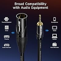 Vista 4 de Cable Matters cable de 3.5 mm a XLR - 3.05 m, cable XLR macho a macho a 1/8 pulgadas, compatible con iPod, reproductor de MP3, portátil, grabadora