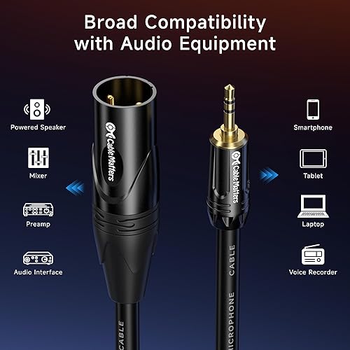 Miniatura 4 de Cable Matters Cable XLR de 0.138 in a XLR de 15 pies, macho a macho XLR a cable de 18 pulgadas, cable XLR a 0.138 in, compatible con iPhone, iPod,