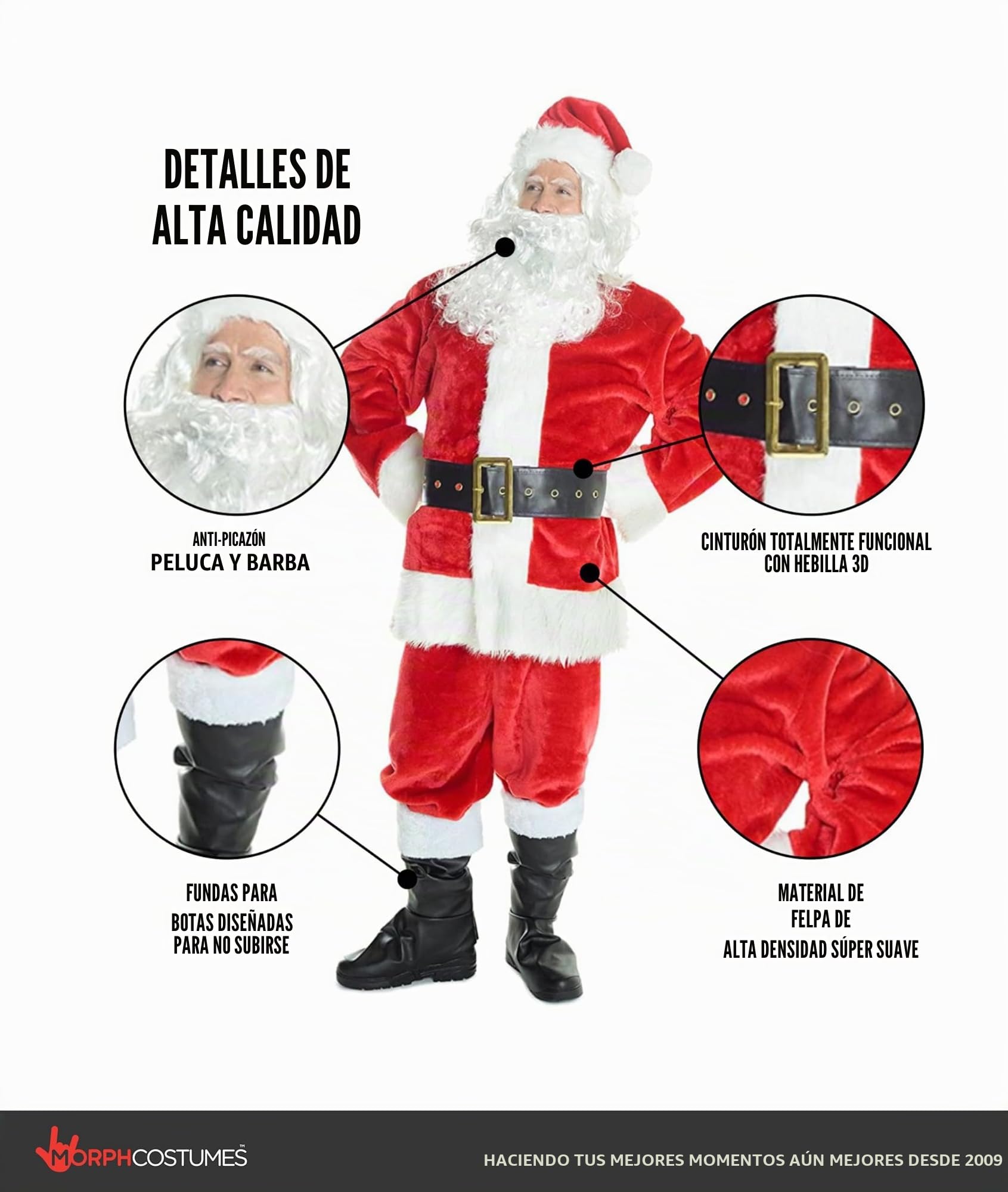 Morph Disfraz Papa Noel Adulto, Disfraz Navidad Halloween Adulto