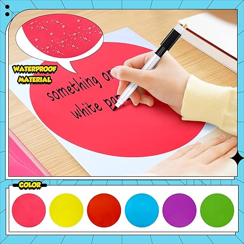 Miniatura 5 de El juego de 60 círculos de borrado en seco de 11.8 pulgadas incluye 30 círculos coloridos de borrado en seco, calcomanías de vinilo extraíbles y 30