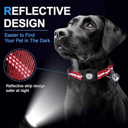 Miniatura 4 de Collar para perro Airtag, resistente al agua, con soporte para AirTag Apple, reflectante y ajustable, collar integrado para mascotas para perros