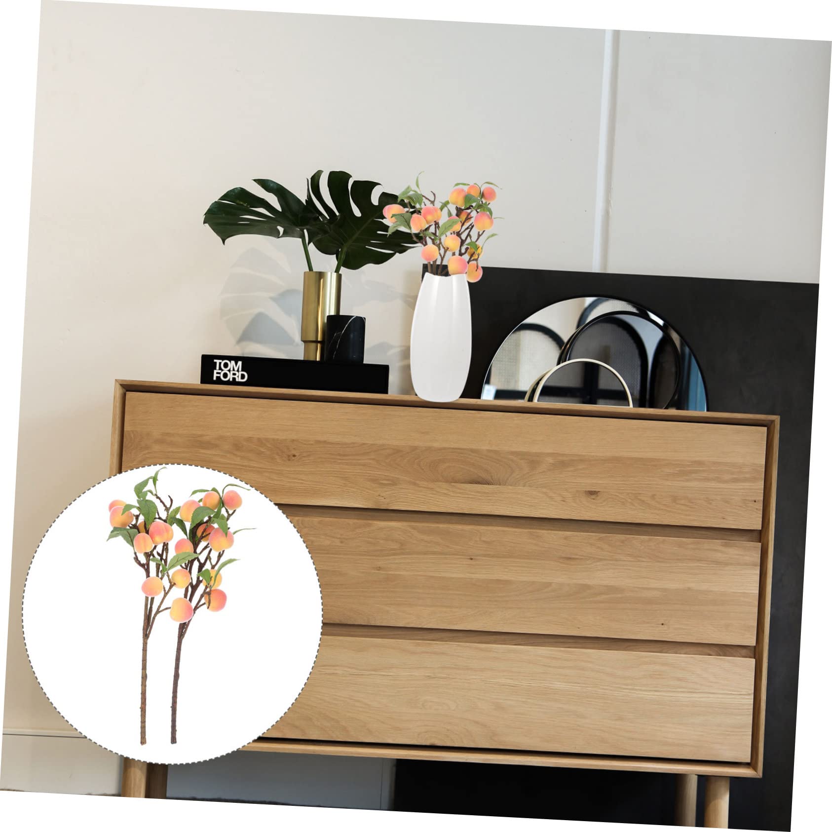 Zerodeko 4stücke Kunstzweige Mit Pfirsichen Lebensnahe Dekoration Für Zuhause Für Schlafzimmer Wohnzimmer Und Balkon Farbenfroh Und Langlebig Zur Verschönerung Ihrer Räume