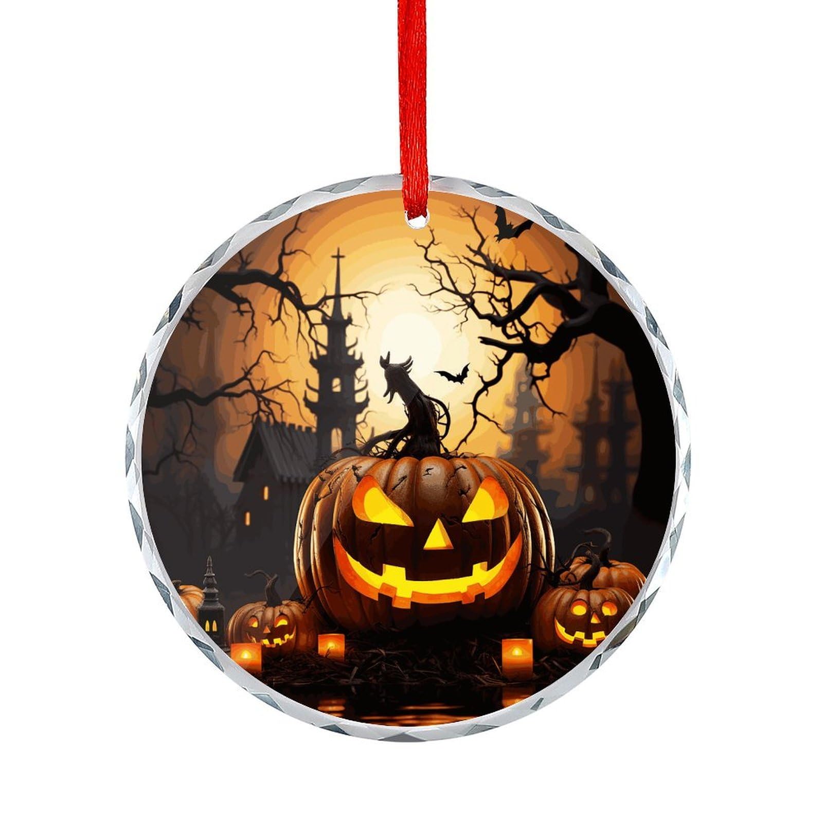 Btcowzrv Style Halloween Pumpkin Round Ornament Hanging Pendant Decor