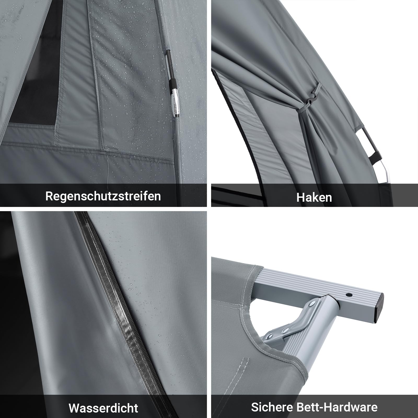SoBuy Feldbett mit Zelt 2 Personen 4in1 Zelt auf Stelzen mit Rolltasche Wasserdichtes Campingbett Outdoor Campingliege Familienzelt ohne Matratze Angelzelt 193x188x145cm bis 180 kg OGS32-II-L-HG