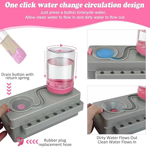 Miniatura 2 de Limpiador de Pinceles de Pintura, Enjuagador de Pinceles con Drenaje y Soporte para Pinceles, Limpiador de Pinceles de Pintura con Reciclaje de