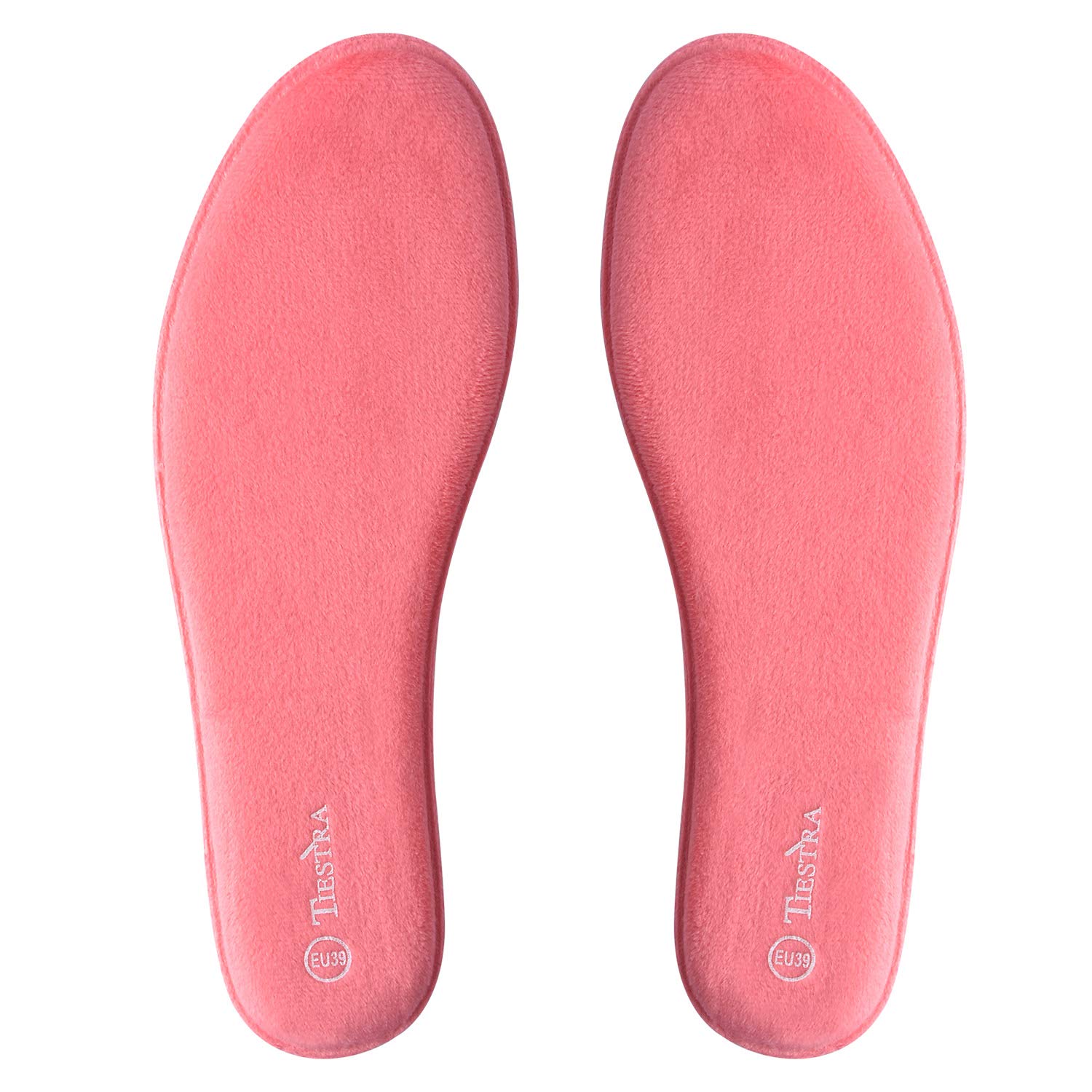 TIESTRA Memory Foam Insoles for Women and Men, Comfort Cushioned Shoe Insert for Work Boots, Trainers and Walking Shoes, Inner Sole Foot Support Pads Shock Absorbing Insole, Dark Pink- Comfy, 6