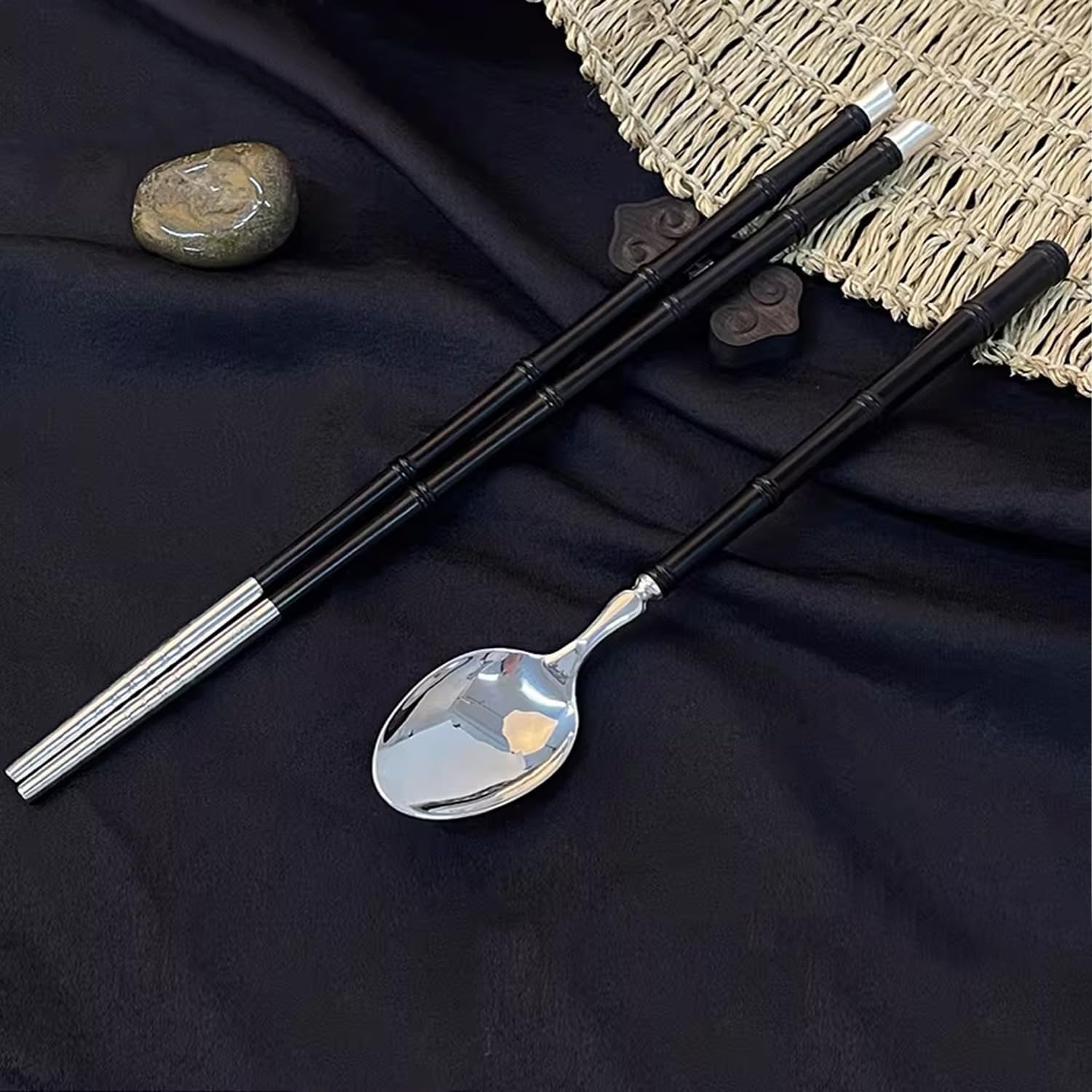 999 Fine Silver Chopsticks with Ebony Wood Handles Luxury Tableware