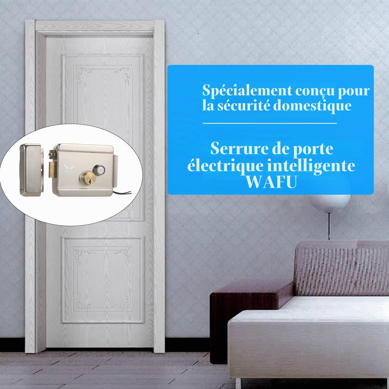 Serrure de porte électrique intelligente, métallique sécurisée, électronique, avec 3 clés et déverrouillage électronique pour système de contrôle d'accès