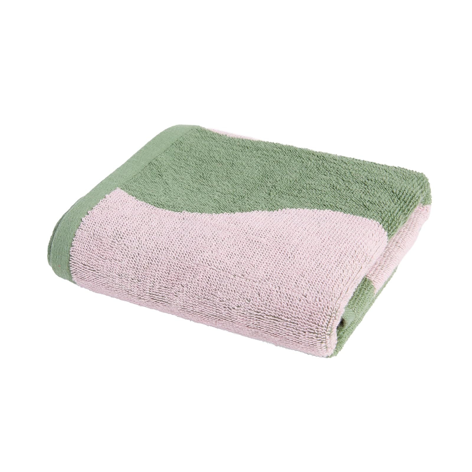 OHS 100% Cotton Wavy Bath Towels for Bathroom Towels Large 1pc, Pink/Green