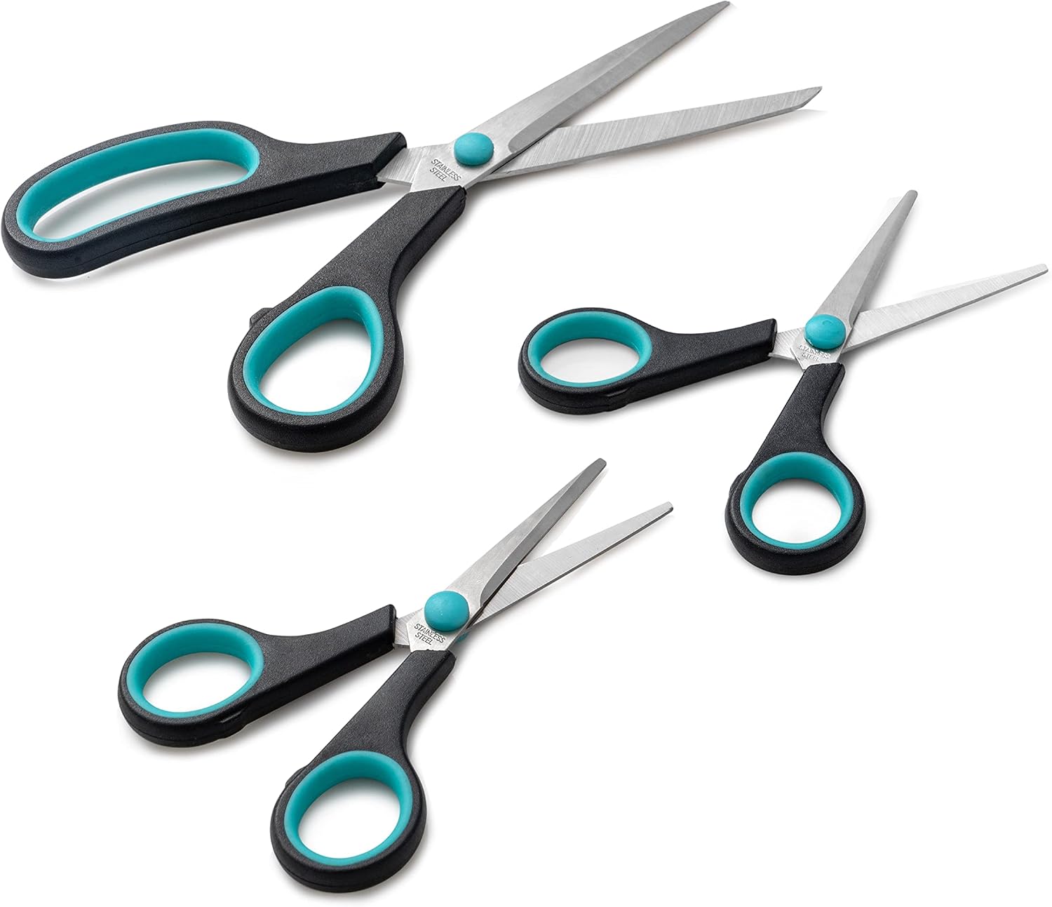 Maxam Small Household Scissor Set with Soft-Touch Handles for a Safe Comfortable Grip, 3-Pieces