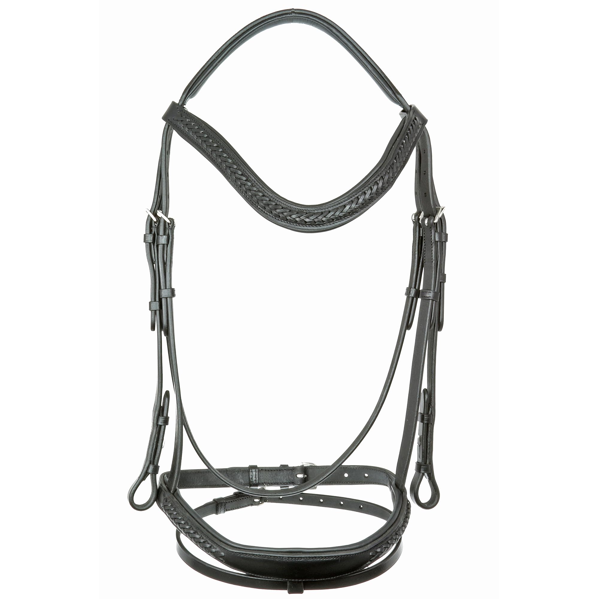 Grewal Equestrian Wicker Braided Leather Monocrown Bridle, English Horse Tack (Havana, Full)