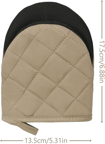 Miniatura 2 de 1 par de manoplas cortas para horno, guantes de cocina de silicona resistentes al calor para 500 grados, superficies de agarre antideslizantes y asa