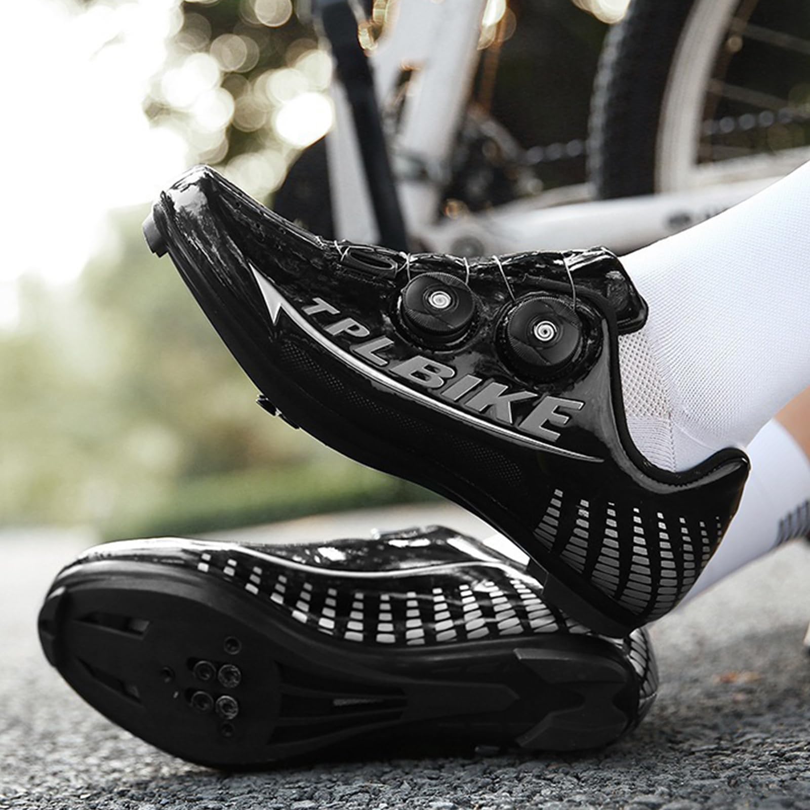 SDEQA Fahrradschuhe Herren Rennradschuhe MTB Radschuhe Kompatibel mit Look SPD SPD-SL Delta Lock Pedal Atmungsaktive Mountainbike Sneaker Entsperren Schuhe