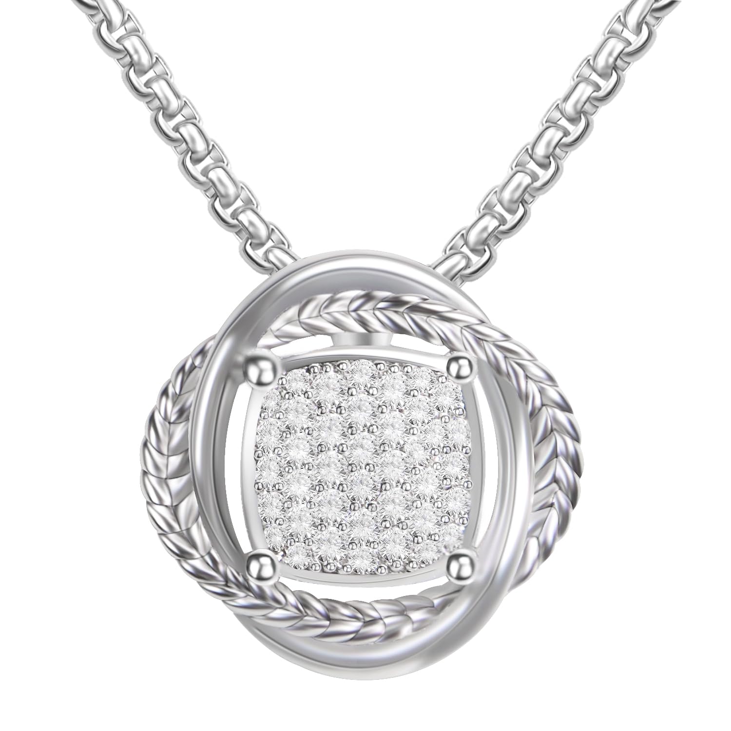 YURSHJAM Designer Iced Out Pendant Necklace for Women Wheat Chain Lines Cubic Zirconia Necklace Jewelry Gift