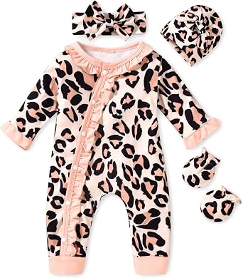 Aalizzwell Baby Girls Romper Outfit Fall Winter Clothes with Accessories