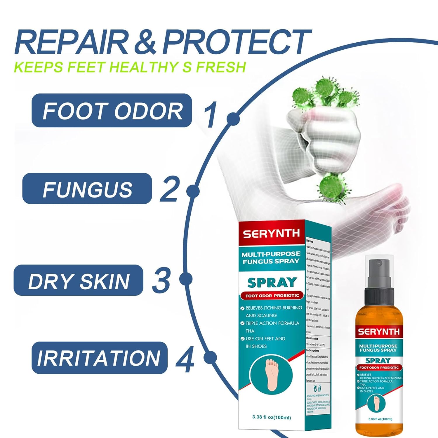 Foot And Shoe Spray Antifungal,Foot Fungus Spray,Athlete Foot Spray,Itchy Feet Treatment,Foot Treat Of Molting, Blisters, Itching And Odor(100ML) - Image 4