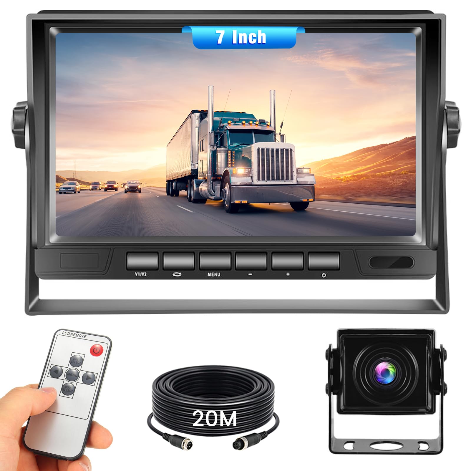 Telecamera retromarcia 7 pollici IP69 impermeabile Visione notturna | Custodia in metallo IP69 impermeabile 7 pollici schermo Installazione semplice, immagine chiara per Camper Furgone Bus