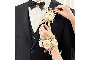 Floral Delicacy: Serwalin Champagne Rose Corsage & Boutonniere Enchantment