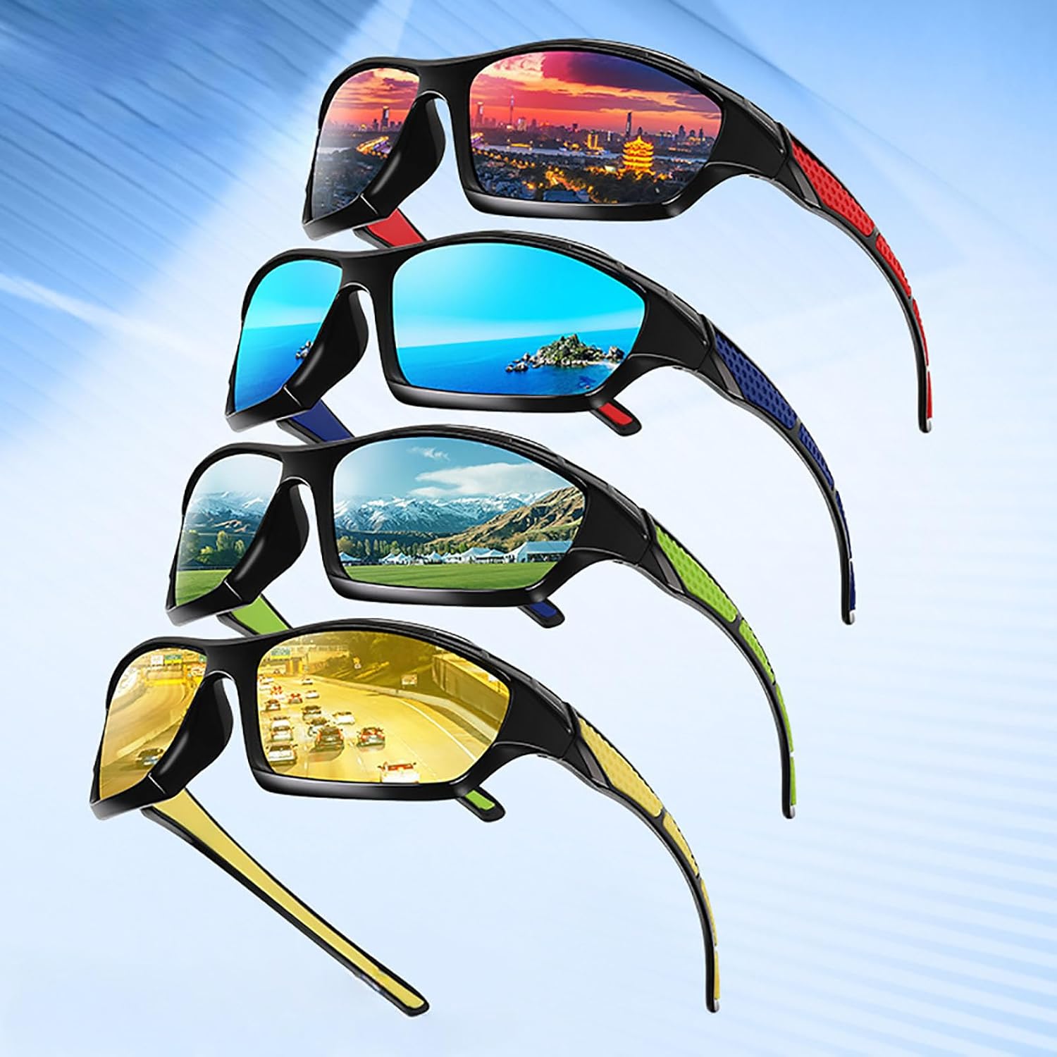4Pc Polarized Sunglasses Men Lightweight Sun Glasses For Fishing Running Cycling Sports Golf Accessories 4 Colors