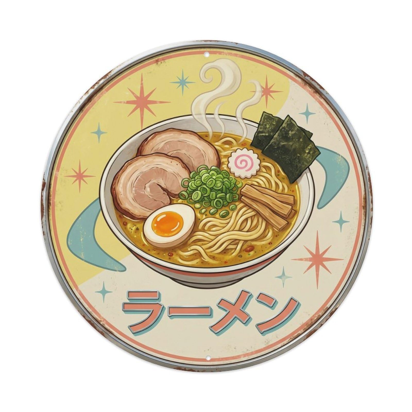 Cxhjca 8X8inch(20X20cm) Ramen Japanese Restaurant Kitchen Retro Cafe Soup Food Metal Tin Sign