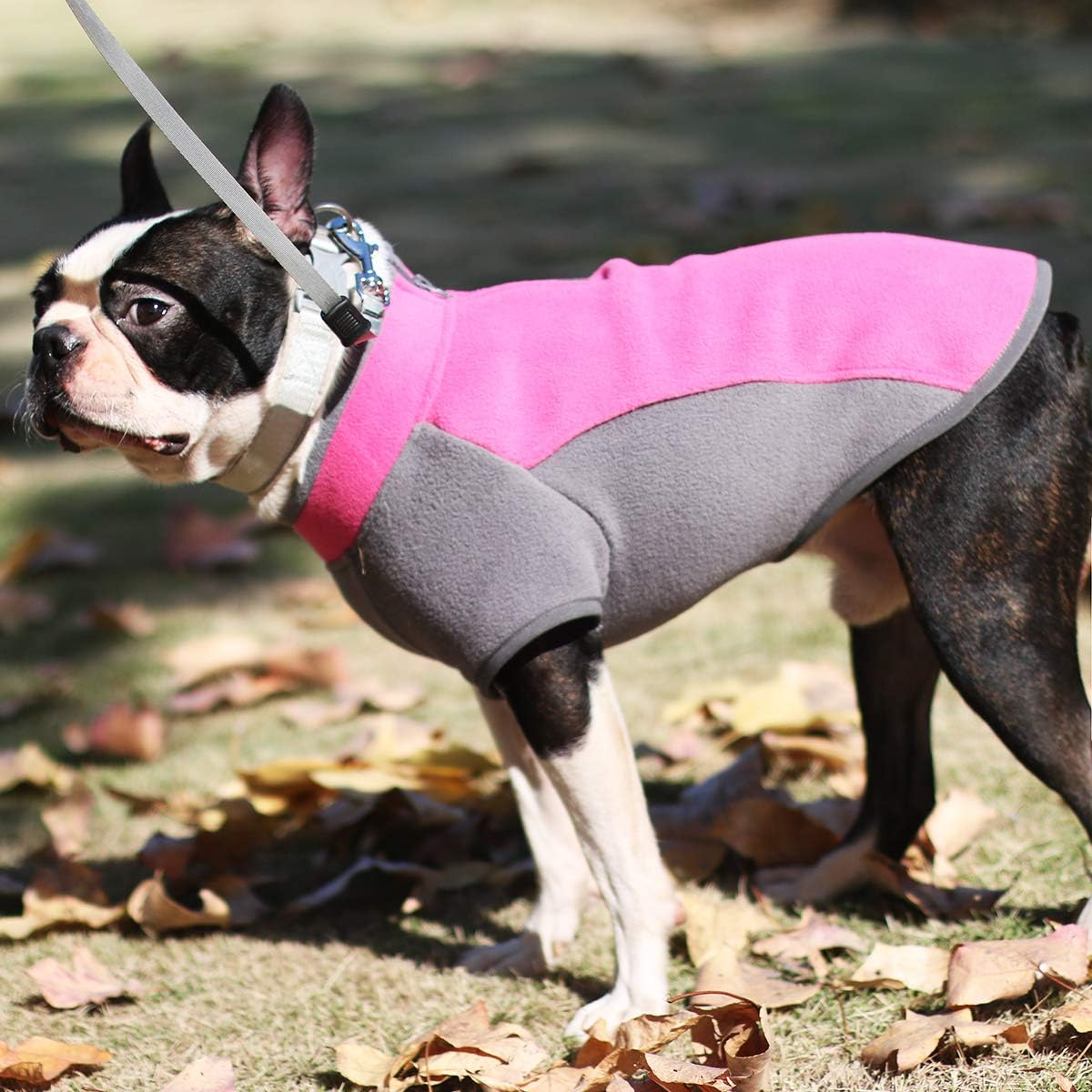 ACKERPET Stretch Dog Fleece Vest Jacket, Haif Zip Pullover Fleece Dog Sweater Winter Coat, Warm Dog Apparel Clothes for Cold Weather, Cozy Dog Fleece for Small Medium Dogs (M, Pink) : Pet Supplies